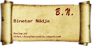 Bineter Nádja névjegykártya
